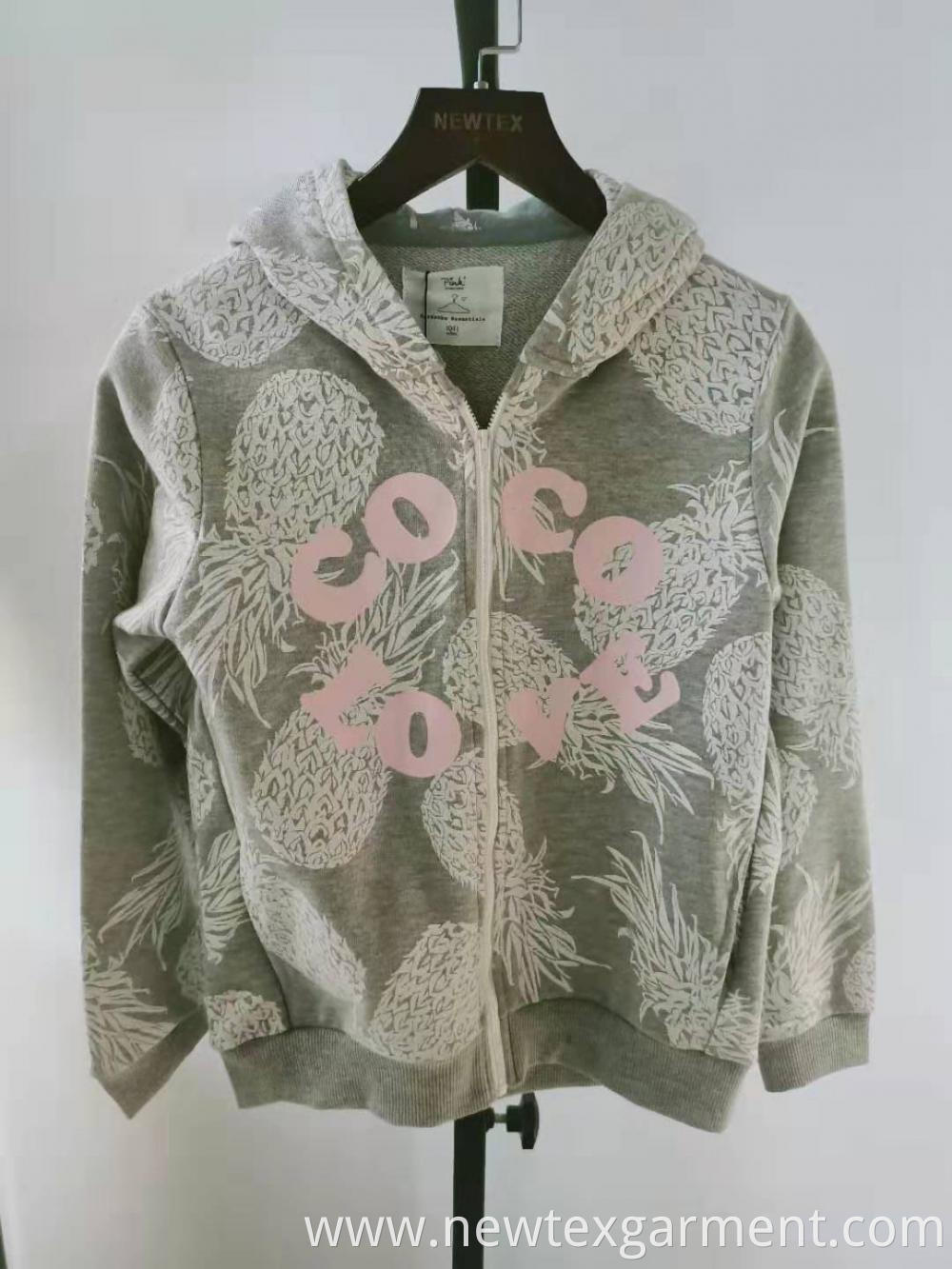 printed hooded girls jacket